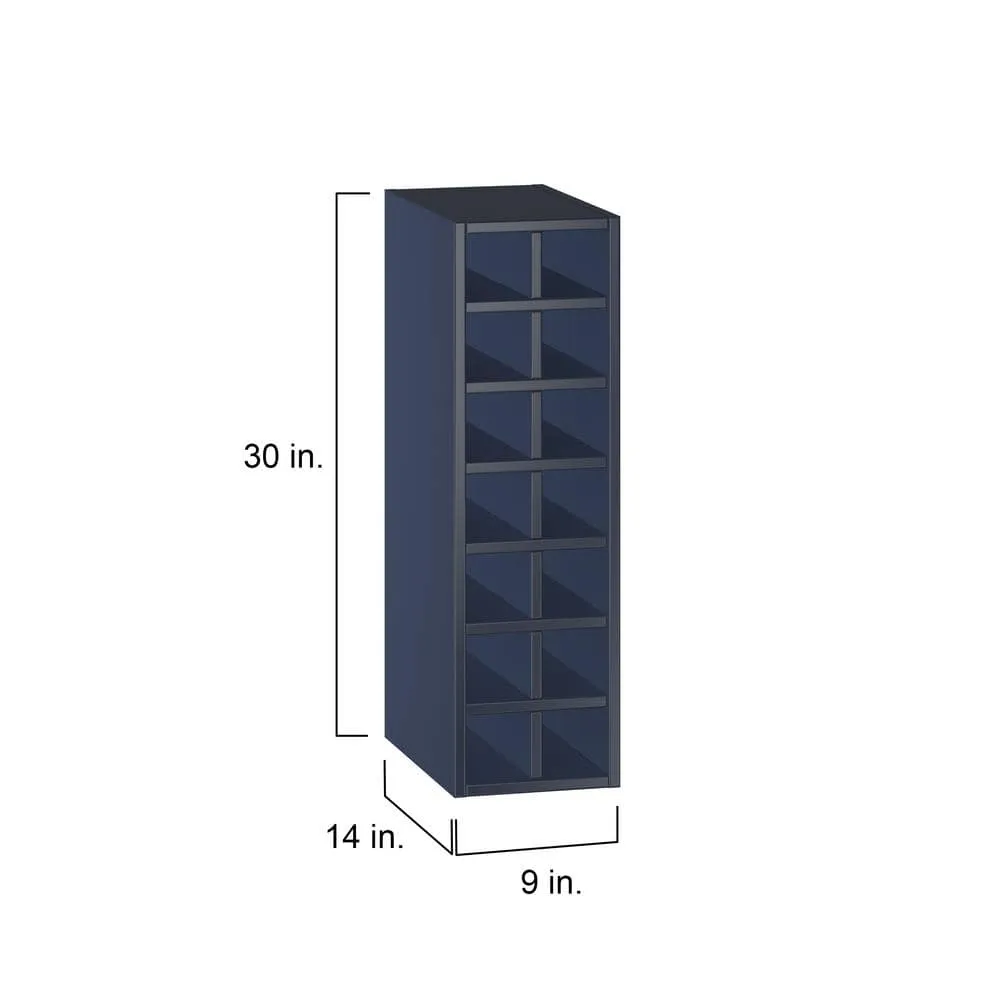 J COLLECTION Devon 9 in. W x 30 in. H x 14 in. D Painted Blue Wall Kitchen Cabinet Wine Rack, photo 4 of 8