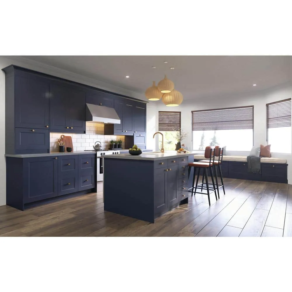 J COLLECTION Devon Painted 24 in. W x 40 in. H x 14 in. D Blue Recessed Assembled Wall Kitchen Cabinet, photo 3 of 7