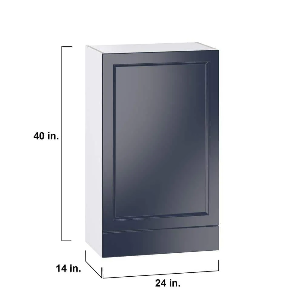 J COLLECTION Devon Painted 24 in. W x 40 in. H x 14 in. D Blue Recessed Assembled Wall Kitchen Cabinet with 1-Draw, photo 4 of 7