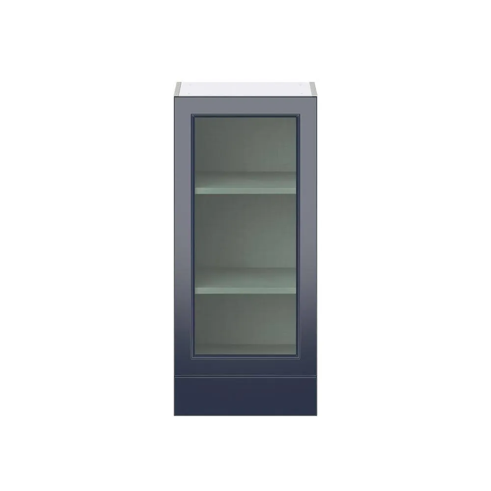 J COLLECTION 18 in. W x 40 in. H x 14 in. D Devon Painted Blue Recessed Assembled Wall Kitchen Cabinet with Glass Door and Drawer, photo 7 of 8