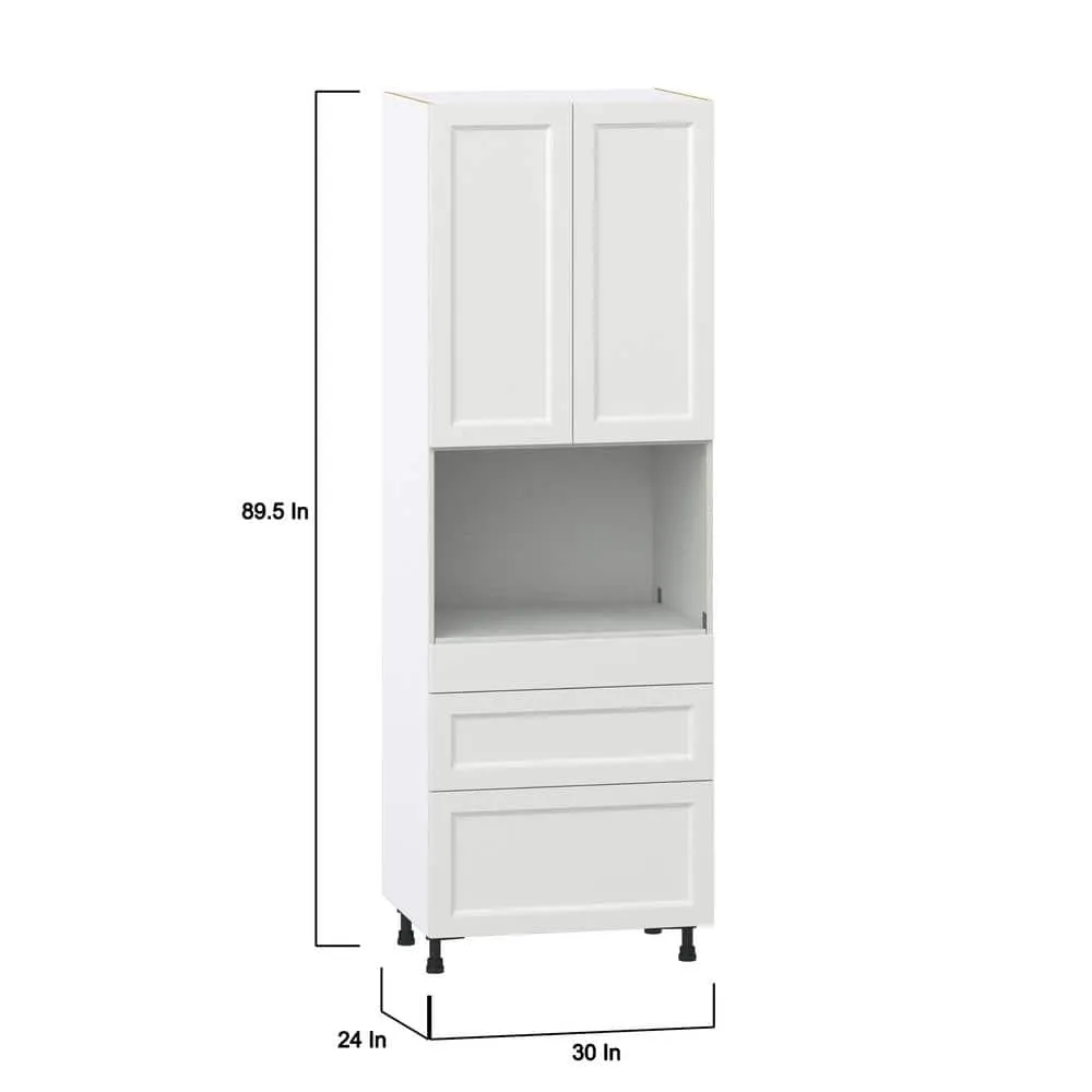 J COLLECTION Alton Painted 30 in. W x 89.5 in. H x 24 in. D in White Shaker Assembled Pantry Microwave Kitchen Cabinet with 3 Drawers, photo 3 of 7