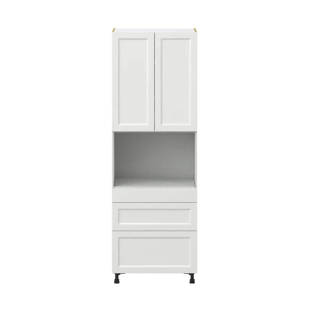 J COLLECTION Alton Painted 30 in. W x 89.5 in. H x 24 in. D in White Shaker Assembled Pantry Microwave Kitchen Cabinet with 3 Drawers, photo 6 of 7