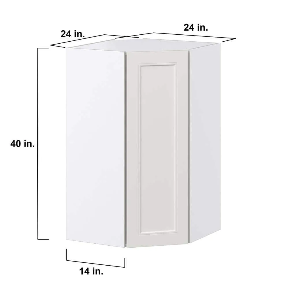 J COLLECTION Littleton Painted Gray Recessed Assembled Wall Diagonal Corner Kitchen Cabinet (24 in. W x 40 in. H x 14 in. D), photo 4 of 8