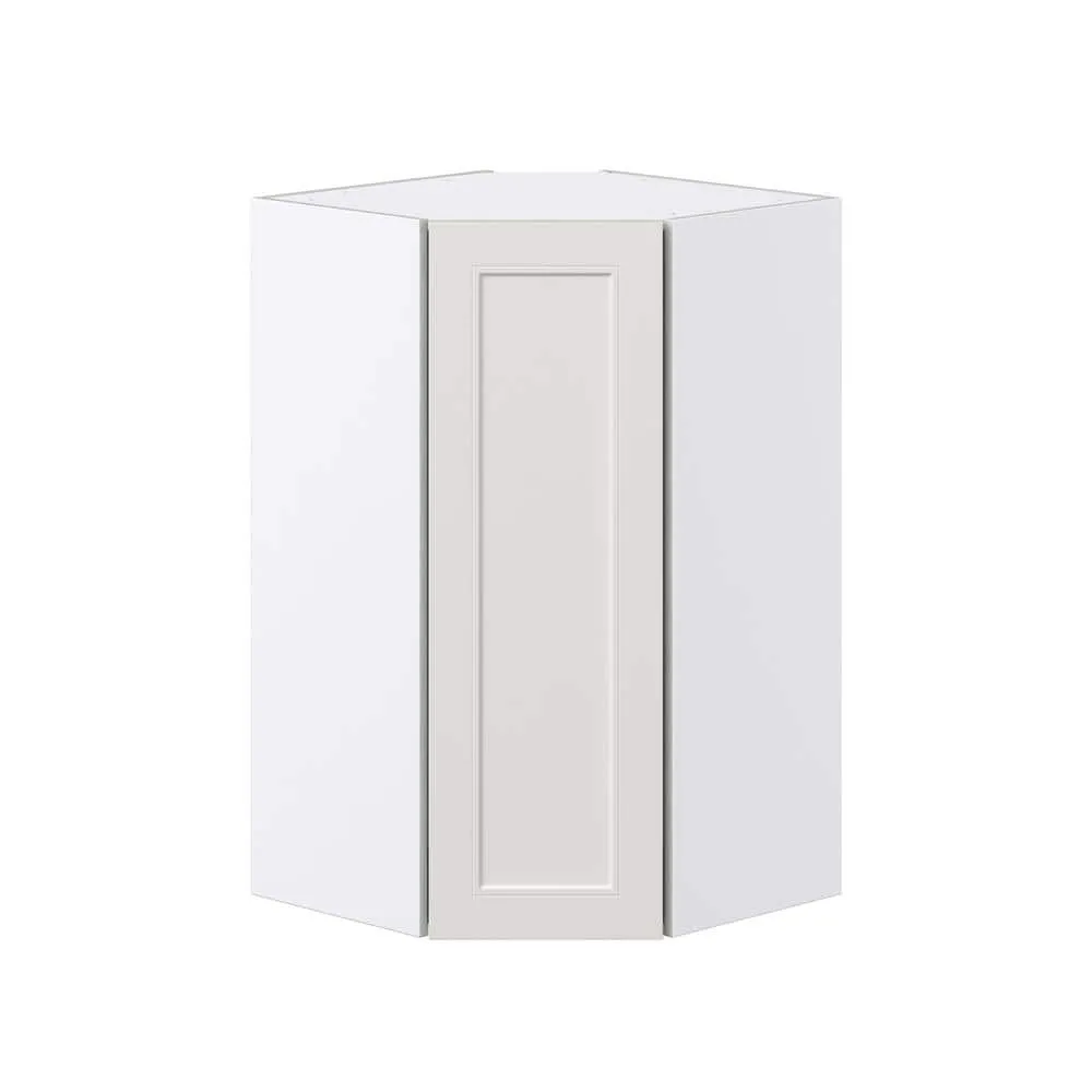 J COLLECTION Littleton Painted Gray Recessed Assembled Wall Diagonal Corner Kitchen Cabinet (24 in. W x 40 in. H x 14 in. D), photo 7 of 8