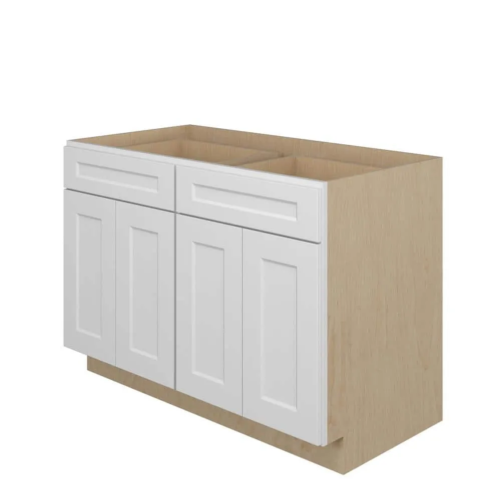 Norfolk Assembled 48 in. W x 34.5 in. H x 24 in. D Plywood Base Cabinet in Painted White, photo 3 of 6