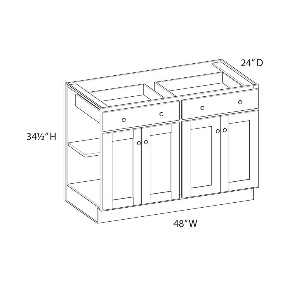 Norfolk Assembled 48 in. W x 34.5 in. H x 24 in. D Plywood Base Cabinet in Painted White, photo 5 of 6