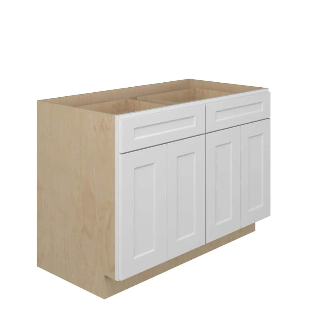 Norfolk Assembled 48 in. W x 34.5 in. H x 24 in. D Plywood Base Cabinet in Painted White, photo 2 of 6