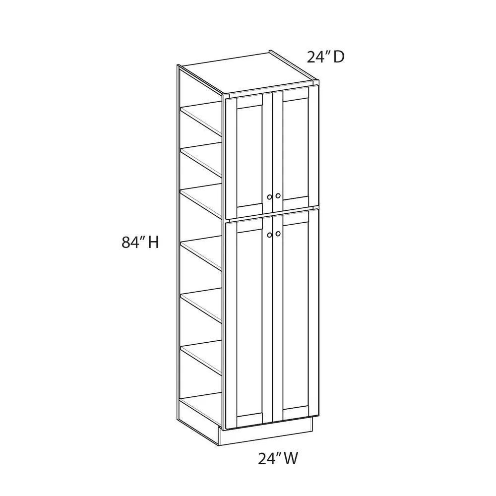 Norfolk Assembled 24 in. W x 84 in. H x 24 in. D Plywood Pantry Cabinet in Painted White, photo 5 of 6