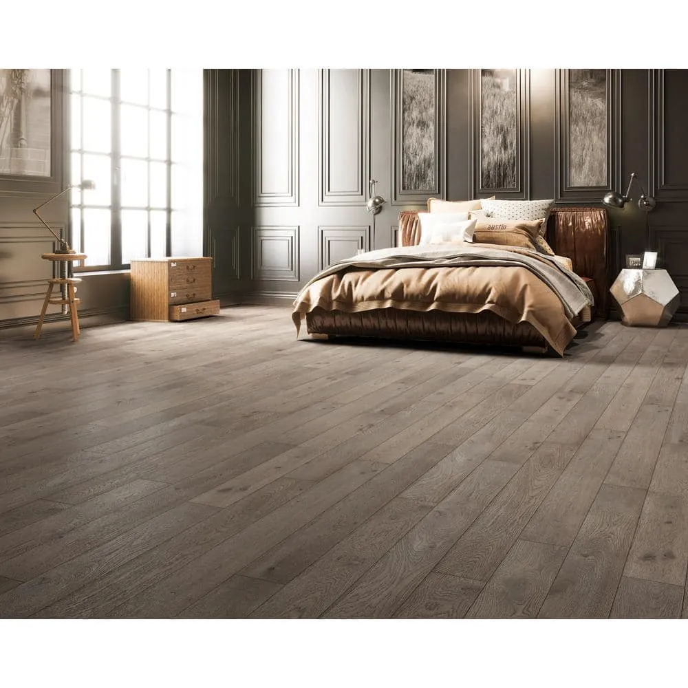 ACQUA FLOORS Parker Oak 1/4 in. T x 5 in. W Click Lock Wire Brushed Engineered Hardwood Flooring (16.68 sq.ft./case), photo 2 of 7