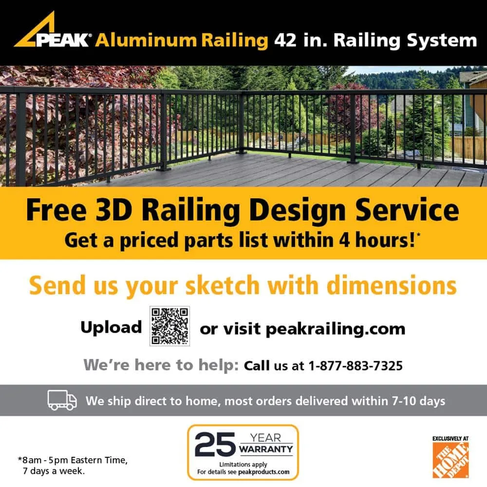 Peak Aluminum Railing 5 in. H x 9.5 in. WBlack Aluminum Deck Railing Corner Fascia Mount Bracket for 42 in. high system, photo 2 of 4