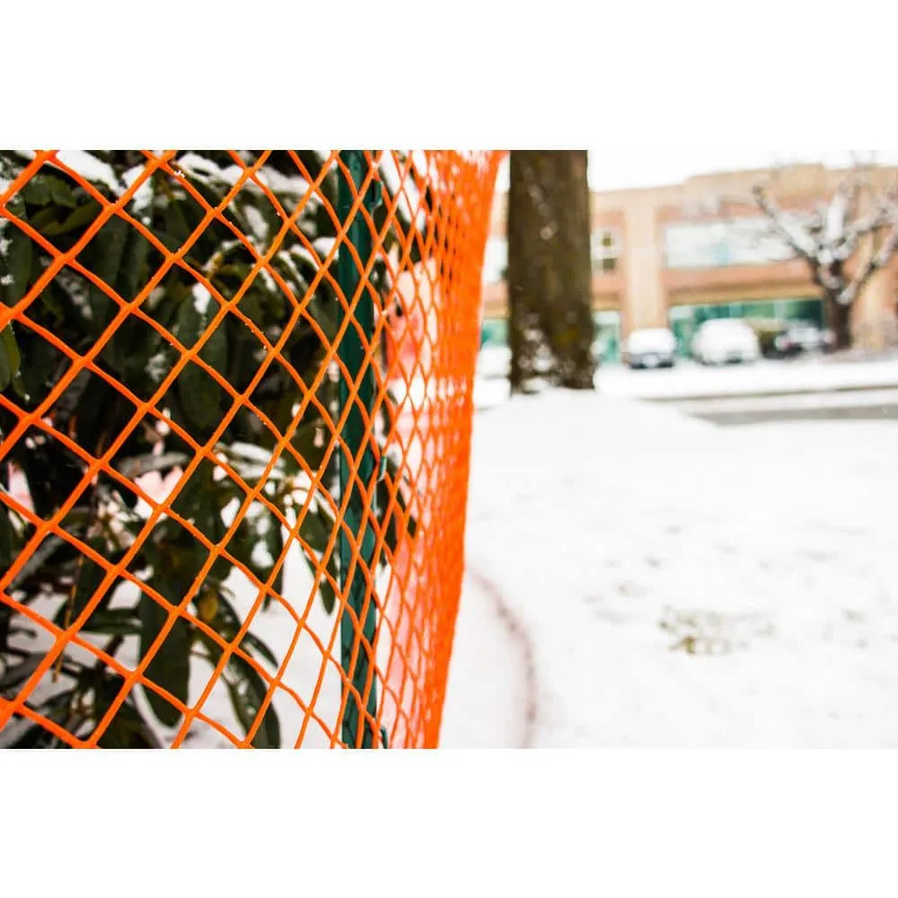 PEAK 50 ft. L x 48 in. H PVC Vinyl Safety Fence in Orange with 1-1/2 in. x 1-1/2 in. Mesh Size Garden Fence, photo 2 of 5
