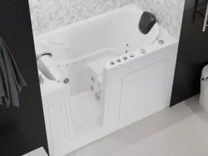 Universal Tubs Safe Premier 59.6 in. x 60 in. x 32 in. Right-Drain Walk-In Air & Whirlpool Bathtub in White, photo 17 of 17