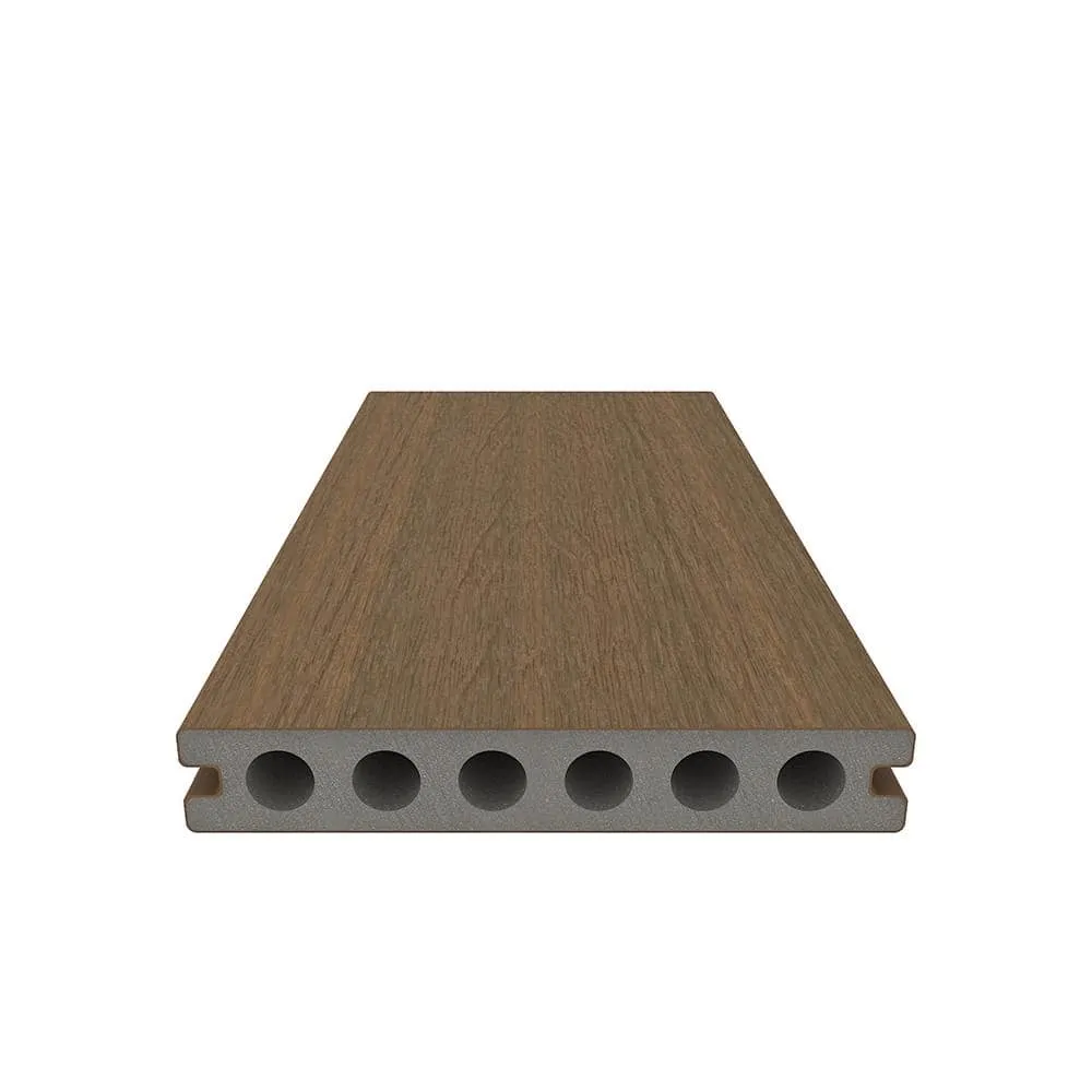 NewTechWood UltraShield Naturale Voyager Series 1 in. x 6 in. x 1 ft. Peruvian Teak Hollow Composite Decking Board Sample, photo 3 of 7