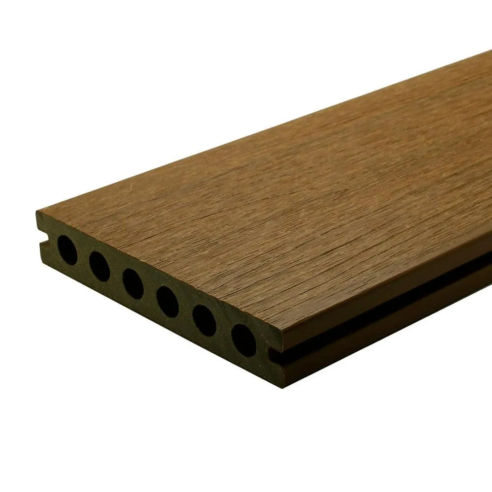 NewTechWood UltraShield Naturale Voyager Series 1 in. x 6 in. x 1 ft. Peruvian Teak Hollow Composite Decking Board Sample, photo 2 of 7