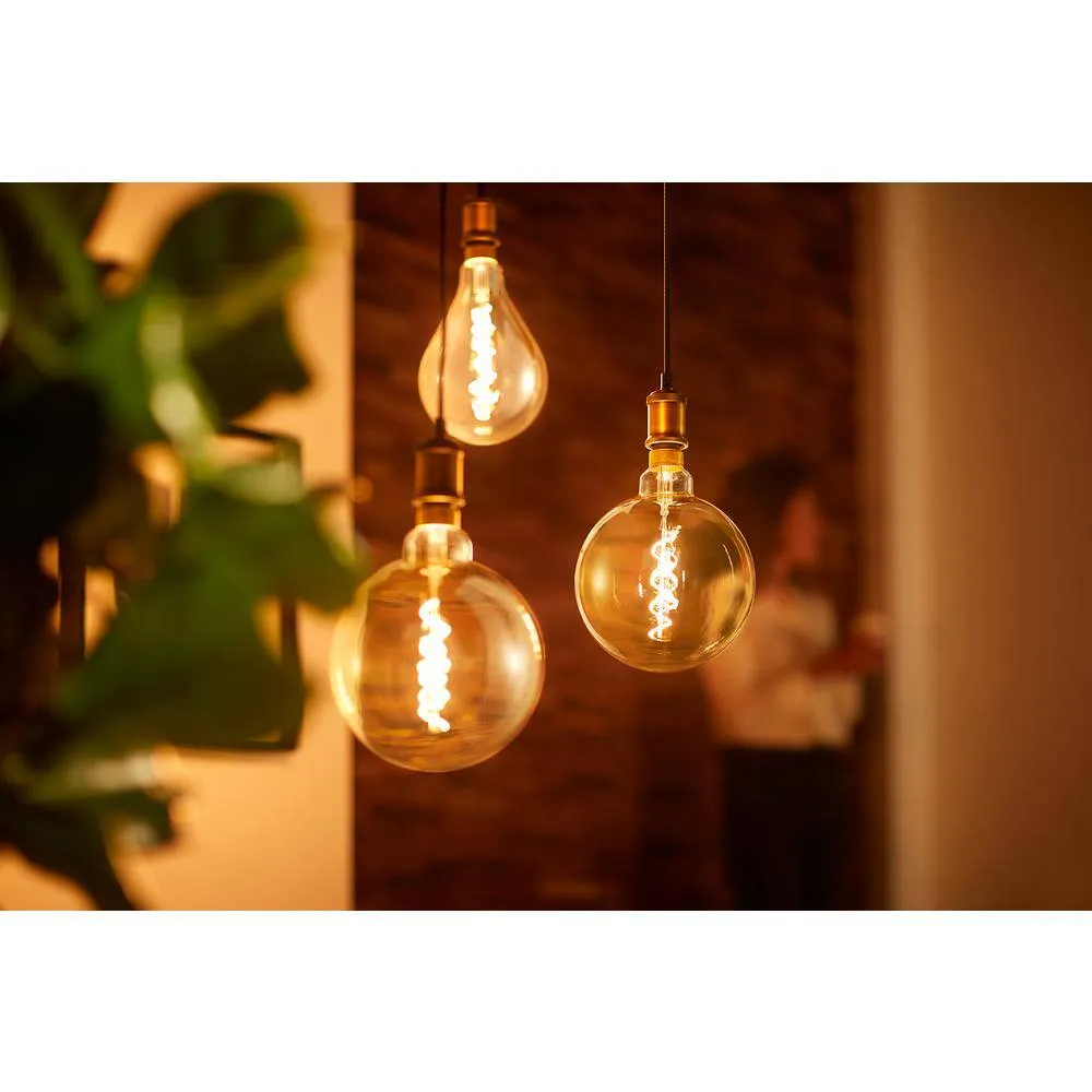 Philips 40-Watt Equivalent A50 Dimmable Vintage Glass Edison LED Large Light Bulb, Amber Warm White (2000K), photo 4 of 8