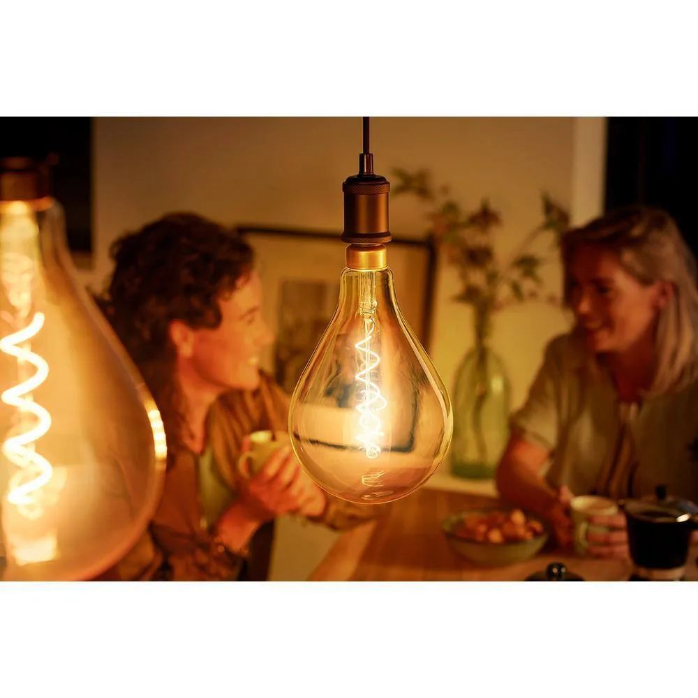 Philips 40-Watt Equivalent A50 Dimmable Vintage Glass Edison LED Large Light Bulb, Amber Warm White (2000K), photo 2 of 8