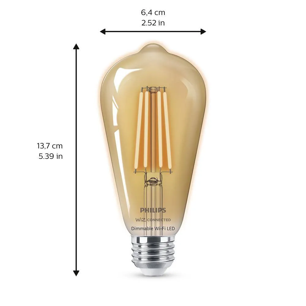 Philips Amber ST19 LED 40-Watt Equivalent Dimmable Smart Wi‑Fi (WiZ Connected) Wireless Light Bulb, photo 4 of 8