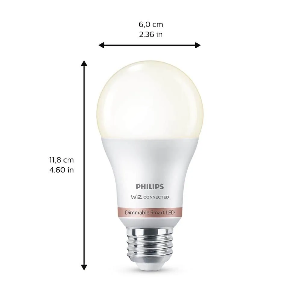 Philips Soft White A19 LED 60-Watt Equivalent Dimmable Smart Wi‑Fi WiZ Connected Light Bulbs (4‑Pack), photo 4 of 8