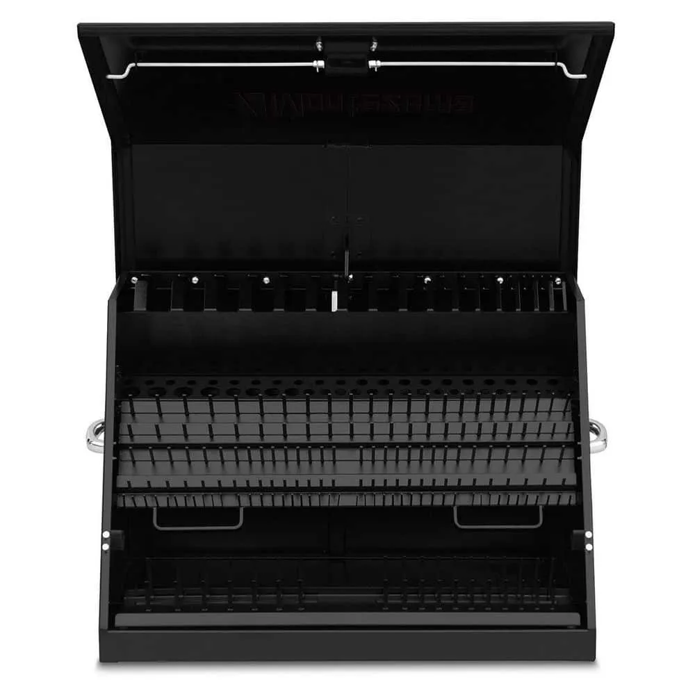 Montezuma 31 in. W x 20 in. D Portable Triangle Top Tool Chest for Sockets, Wrenches and Screwdrivers in Black Powder Coat, photo 5 of 13