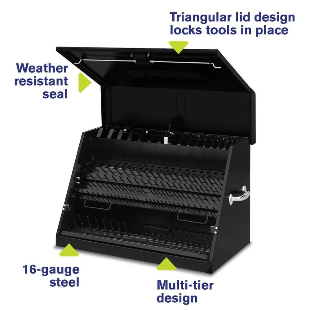 Montezuma 31 in. W x 20 in. D Portable Triangle Top Tool Chest for Sockets, Wrenches and Screwdrivers in Black Powder Coat, photo 3 of 13