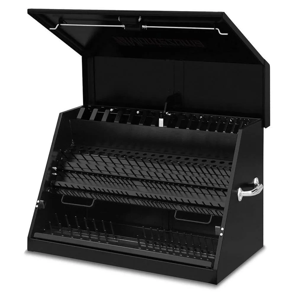 Montezuma 31 in. W x 20 in. D Portable Triangle Top Tool Chest for Sockets, Wrenches and Screwdrivers in Black Powder Coat, photo 4 of 13