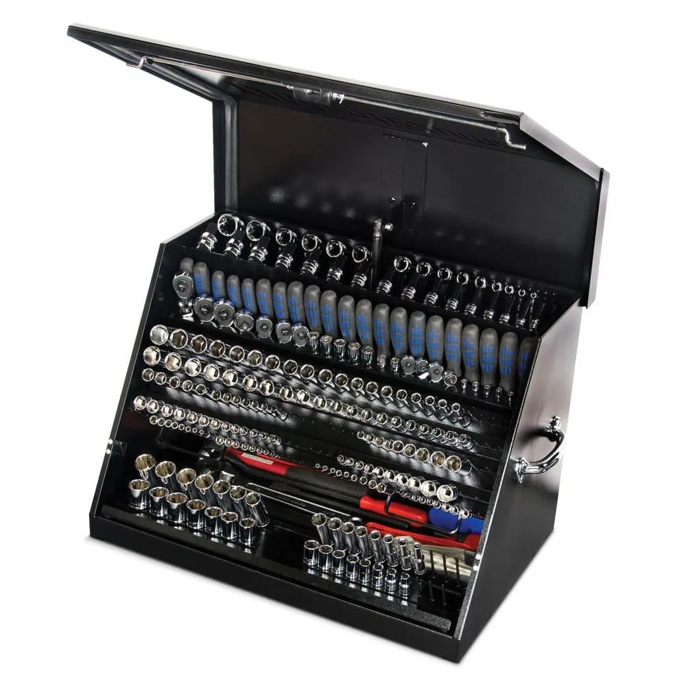 Montezuma 31 in. W x 20 in. D Portable Triangle Top Tool Chest for Sockets, Wrenches and Screwdrivers in Black Powder Coat, photo 2 of 13