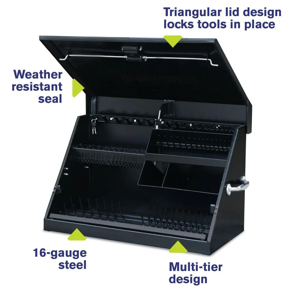 Montezuma 31 in. W x 15 in. D Portable Triangle Top Tool Chest for Sockets, Wrenches and Screwdrivers in Black Powder Coat, photo 3 of 15