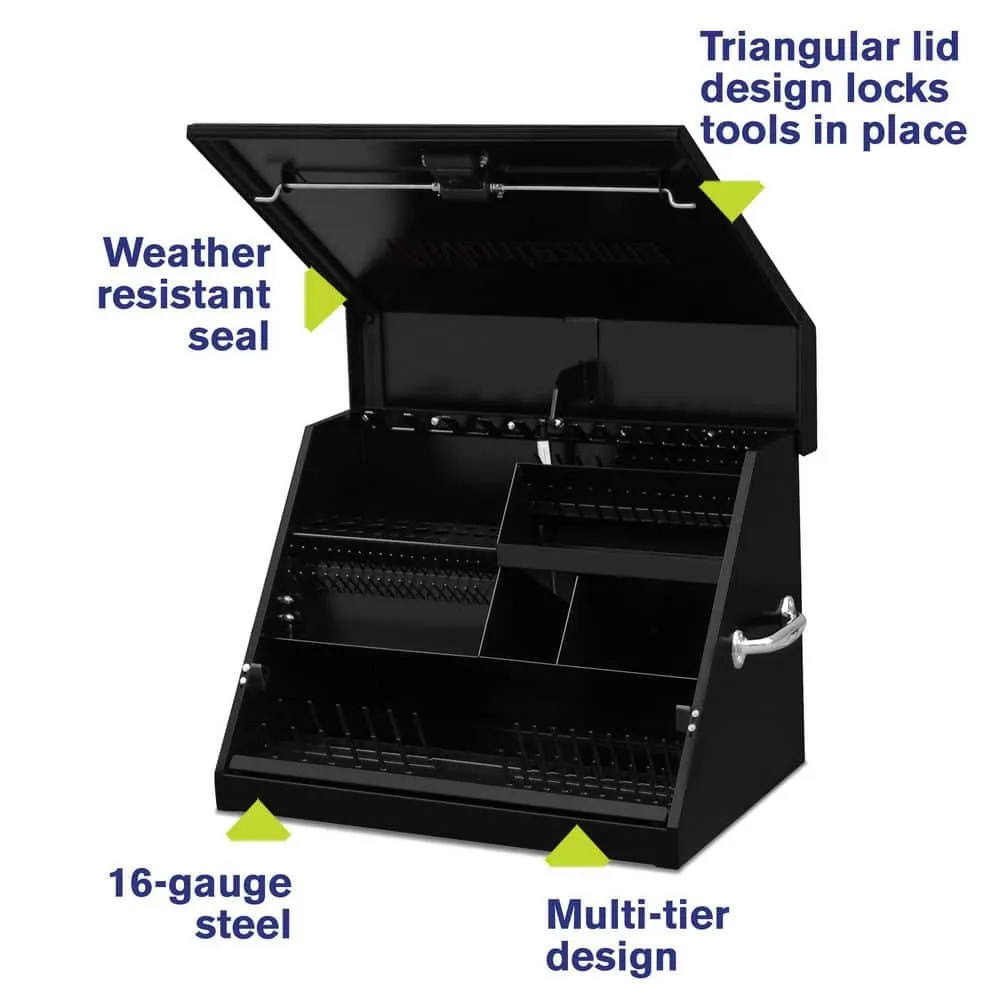 Montezuma 27 in. W x 18 in. D Portable Triangle Top Tool Chest for Sockets, Wrenches and Screwdrivers in Black Powder Coat, photo 3 of 11