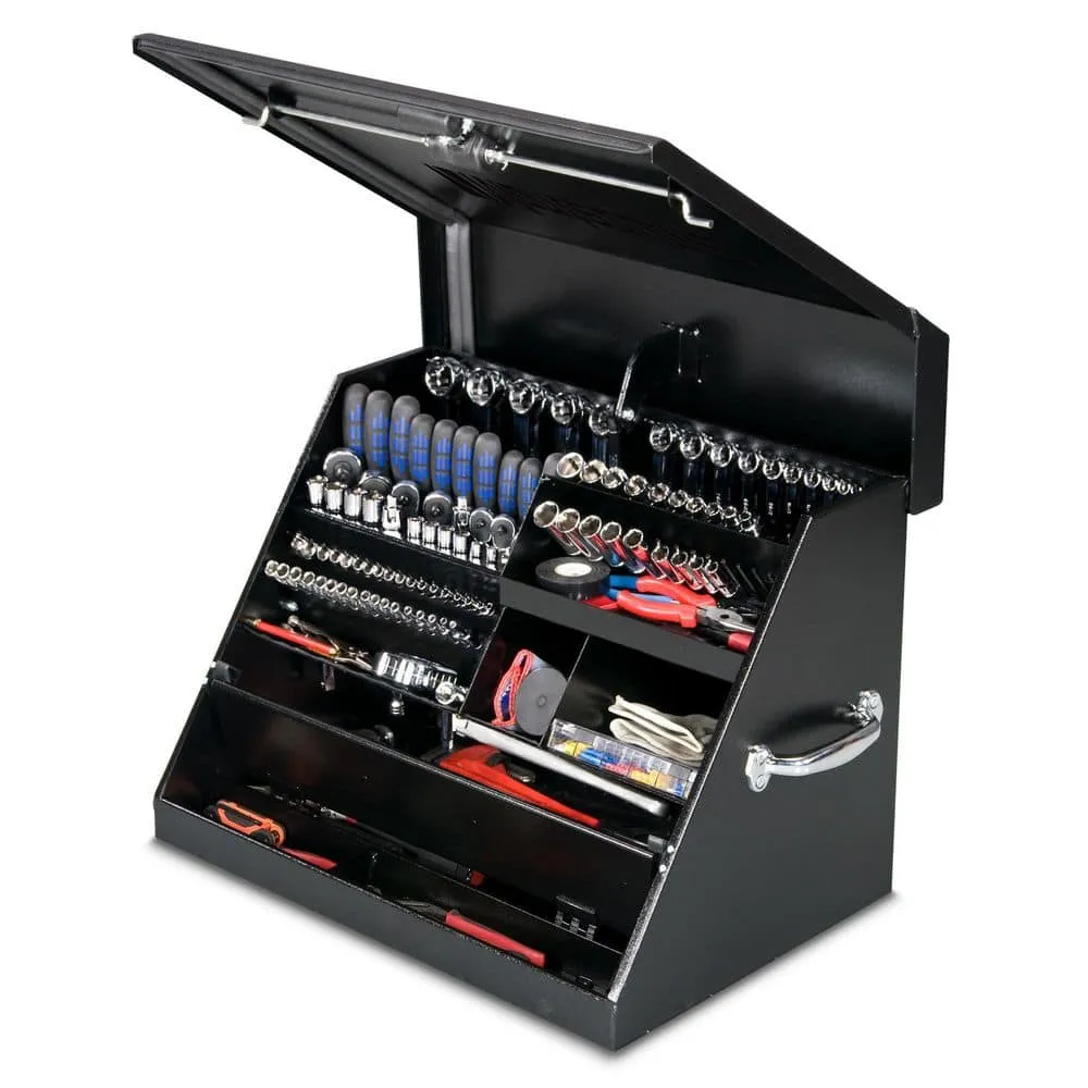 Montezuma 27 in. W x 18 in. D Portable Triangle Top Tool Chest for Sockets, Wrenches and Screwdrivers in Black Powder Coat, photo 9 of 11