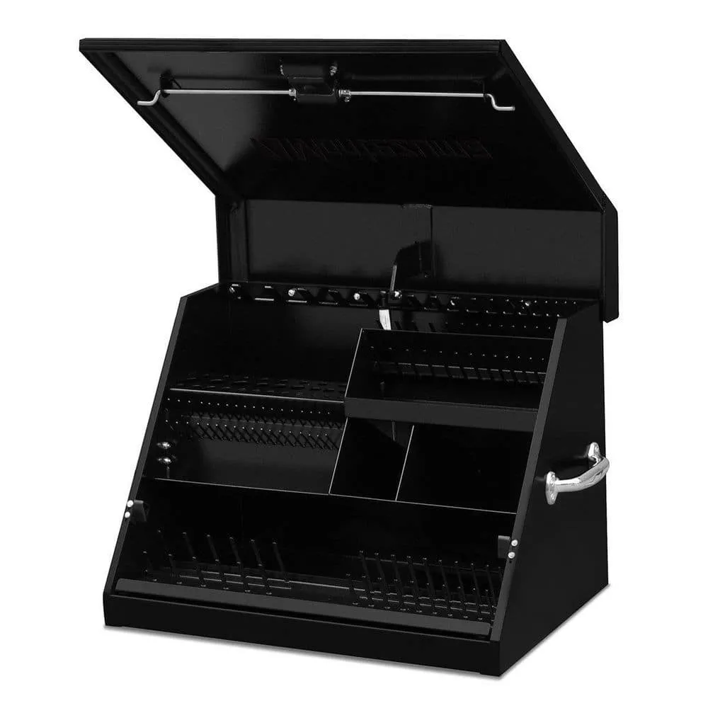 Montezuma 27 in. W x 18 in. D Portable Triangle Top Tool Chest for Sockets, Wrenches and Screwdrivers in Black Powder Coat, photo 4 of 11