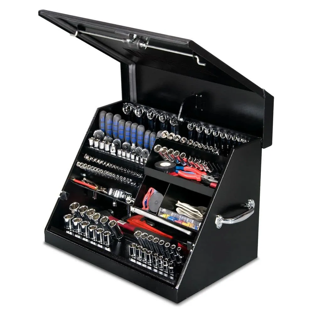 Montezuma 27 in. W x 18 in. D Portable Triangle Top Tool Chest for Sockets, Wrenches and Screwdrivers in Black Powder Coat, photo 2 of 11