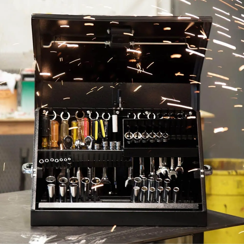 Montezuma 23 in. W x 14 in. D Portable Triangle Top Tool Chest for Sockets, Wrenches and Screwdrivers in Black Powder Coat, photo 8 of 15