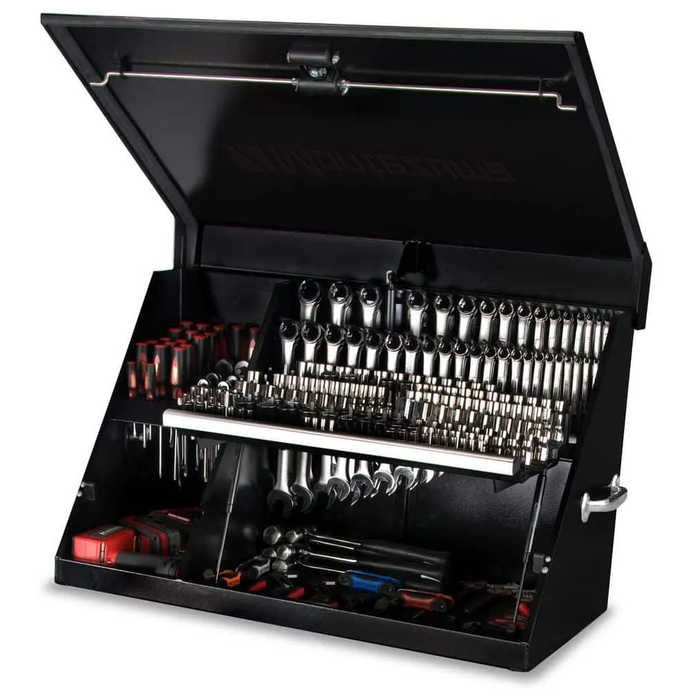 Montezuma 37 in. W x 18 in. D Portable Triangle Top Tool Chest for Sockets, Wrenches and Screwdrivers in Black Powder Coat, photo 9 of 14