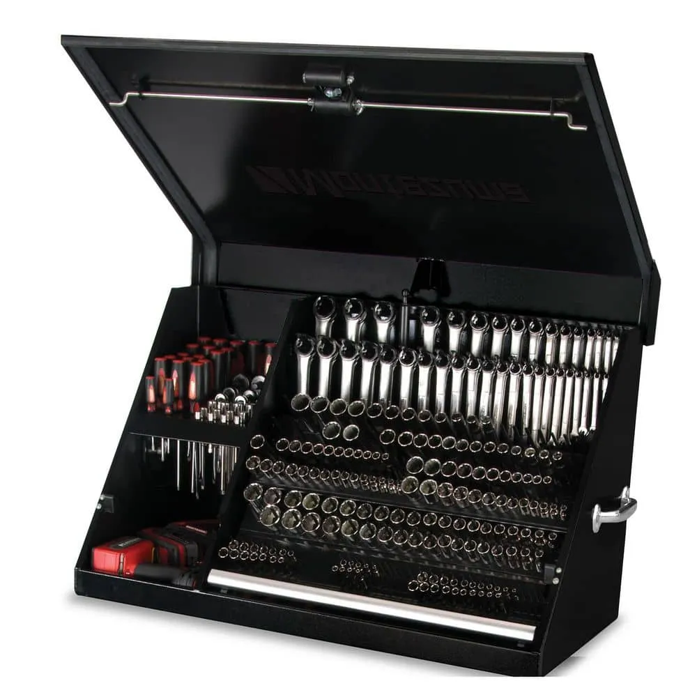 Montezuma 37 in. W x 18 in. D Portable Triangle Top Tool Chest for Sockets, Wrenches and Screwdrivers in Black Powder Coat, photo 2 of 14
