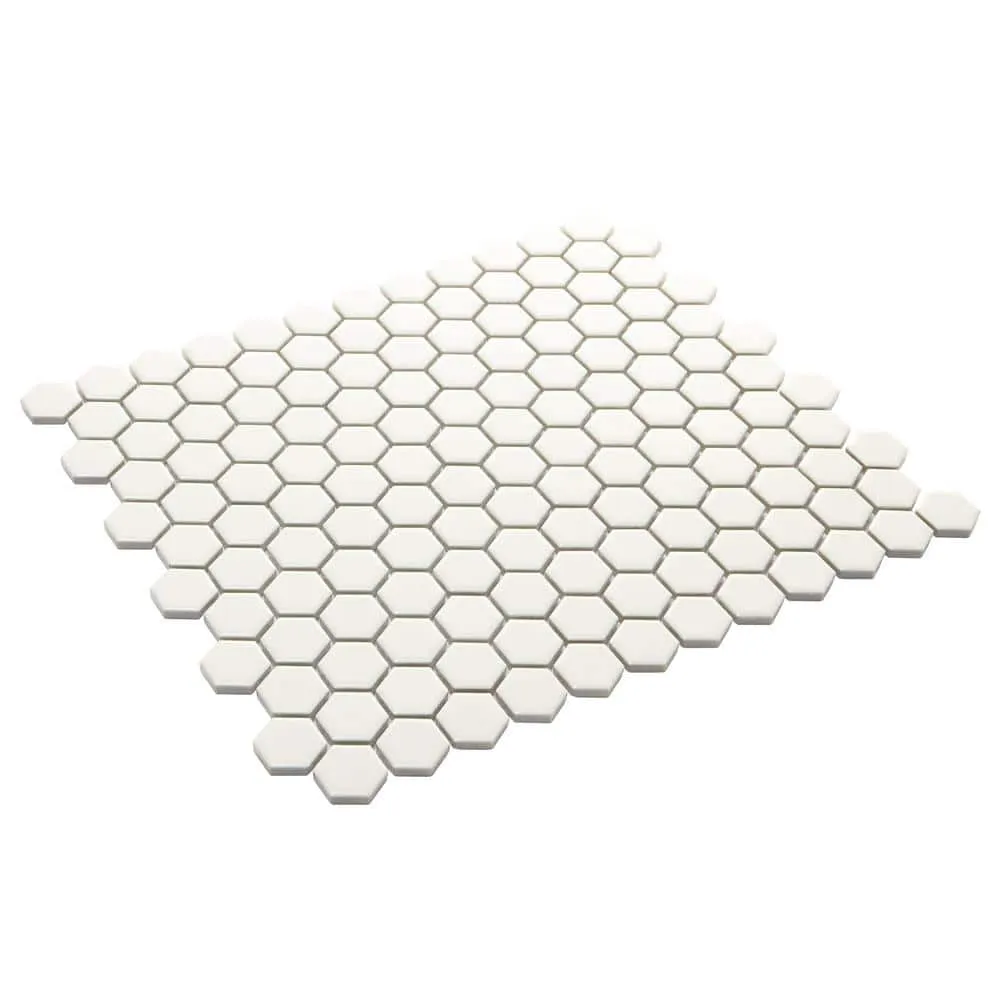 Daltile Premier Accents Powder White Hexagon 10 in. x 12 in. x 4 mm Porcelain Mosaic Floor and Wall Tile (0.84 sq. ft. / piece), photo 3 of 7