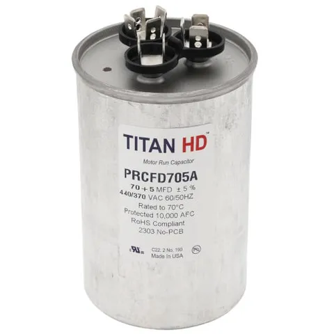 PRCFD705A 70/5 MFD Round Dual Motor Run Capacitor (440/370V)