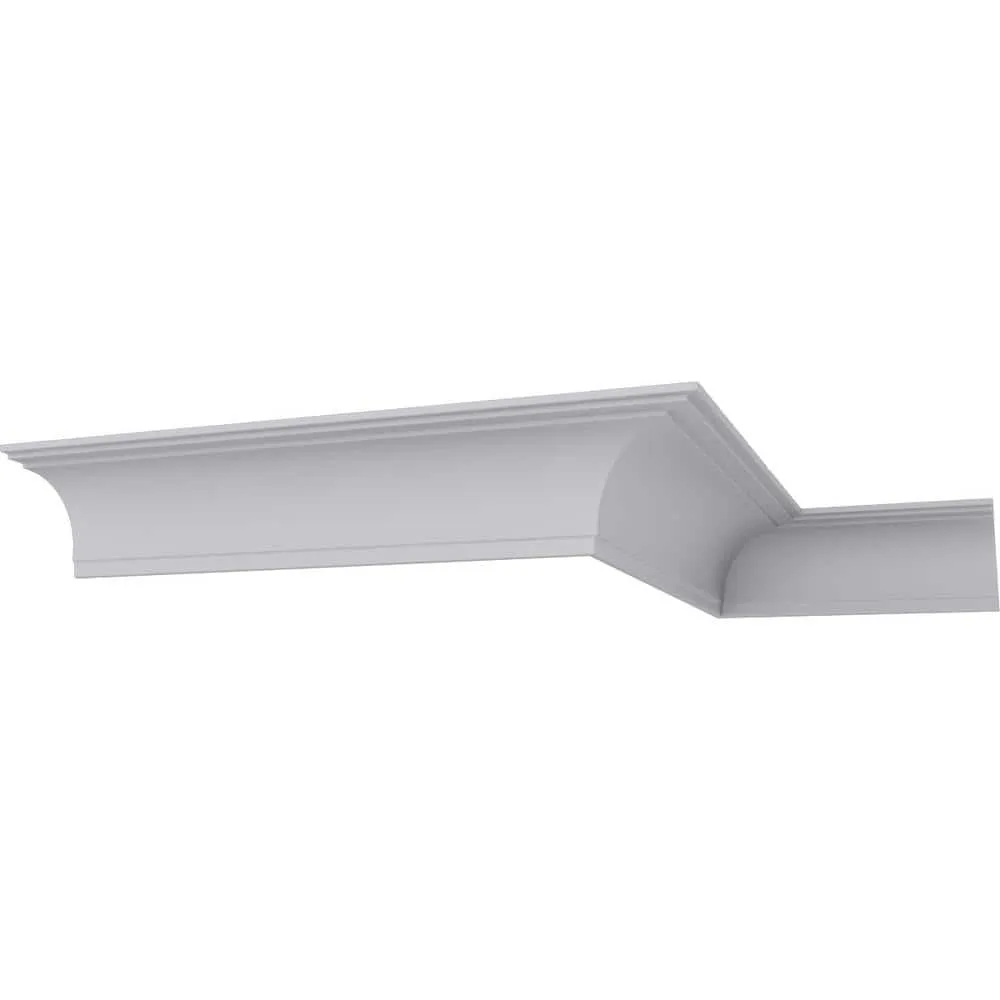 Ekena Millwork 4-1/4 in. H x 4-3/4 in. P x 6-3/8 in. F x 94-1/2 in. L Polyurethane Bradford Traditional Smooth Crown Moulding 12-Pack, photo 5 of 14