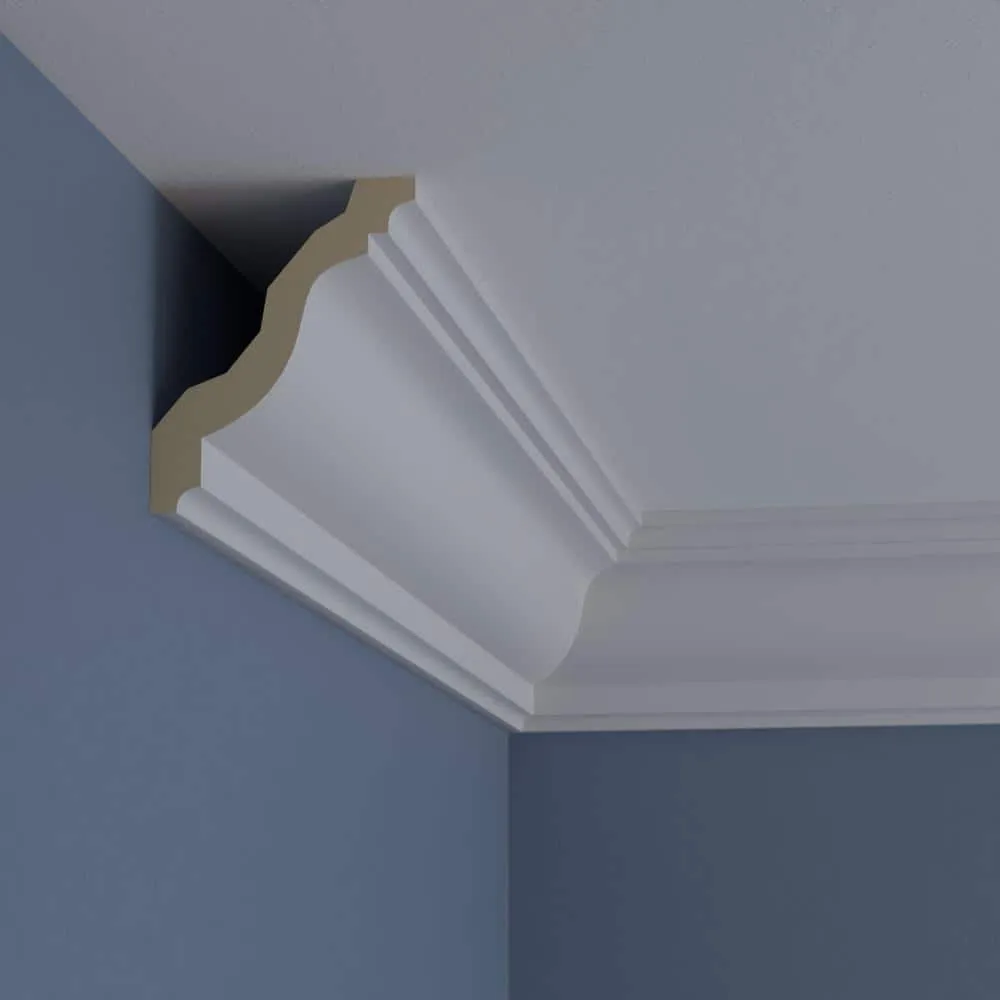Ekena Millwork 5 in. x 4 in. x 94-1/2 in. x 6-3/8 in. Polyurethane Edwards Smooth Crown Moulding, photo 10 of 14