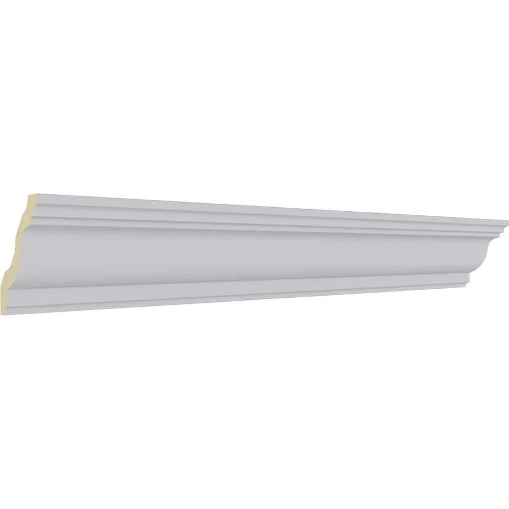 Ekena Millwork 5 in. x 4 in. x 94-1/2 in. x 6-3/8 in. Polyurethane Edwards Smooth Crown Moulding, photo 3 of 14