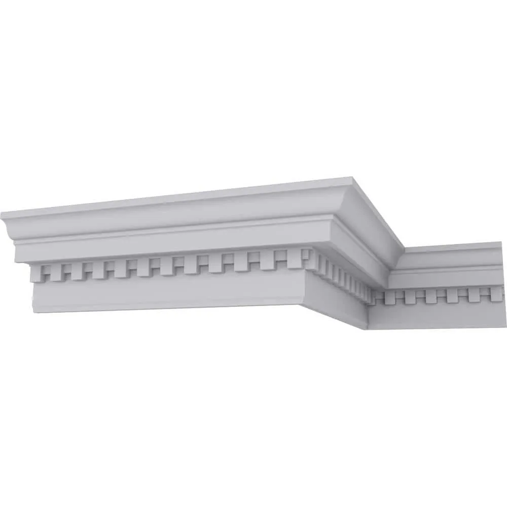 Ekena Millwork 4-3/4 in. x 6-3/4 in. x 94-1/2 in. Polyurethane Dentil Crown Moulding, photo 5 of 14