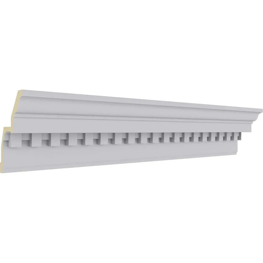 Ekena Millwork 4-3/4 in. x 6-3/4 in. x 94-1/2 in. Polyurethane Dentil Crown Moulding, photo 3 of 14
