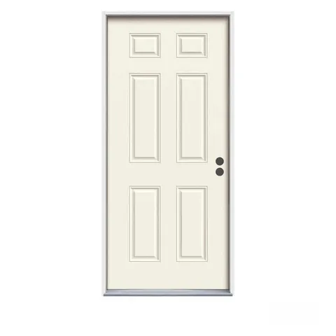 32 × 80 in 6-Panel Primed Steel Prehung Left-Hand Inswing Front Door