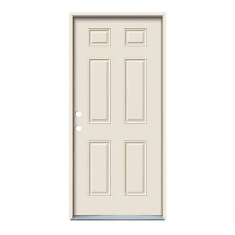 32 × 80 in 6-Panel Primed Steel Prehung Right-Hand Inswing Front Door