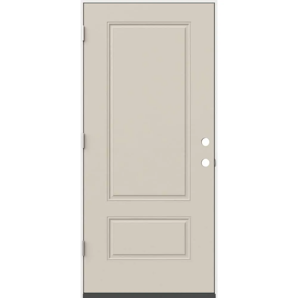 JELD-WEN 36 in. x 80 in. 2 Panel Euro Right-Hand/Inswing Primed Steel Prehung Front Door, photo 2 of 2