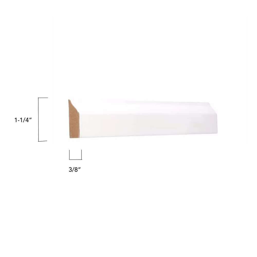 Alexandria Moulding 3/8 in. D x 1-1/4 in. W x 84 in. L MDF Primed Wood Stop Moulding Pack (10-Pack), photo 2 of 4