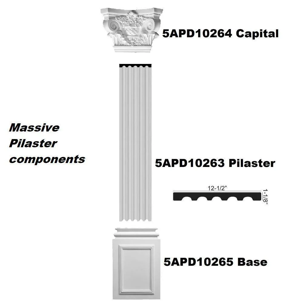 American Pro Decor 1-1/8 in. x 12-1/2 in. x 78-3/4 in. Fluted Polyurethane Pilaster Moulding Pro Pack (2-PCS x 78.75 in.), photo 2 of 5