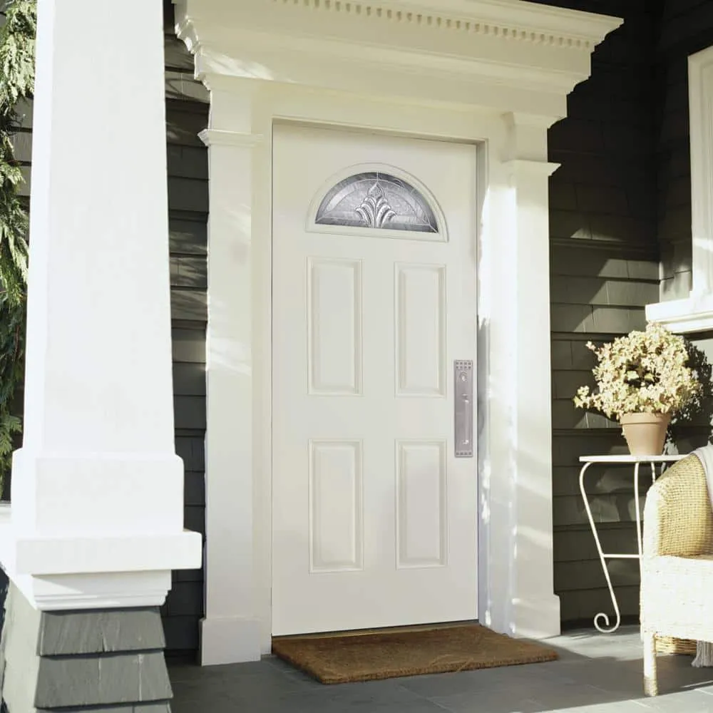 Masonite 36 x 80 in. Left-Hand Inswing Providence Fan Lite Primed Fiberglass Prehung Front Exterior Door, No Brickmold, photo 3 of 5