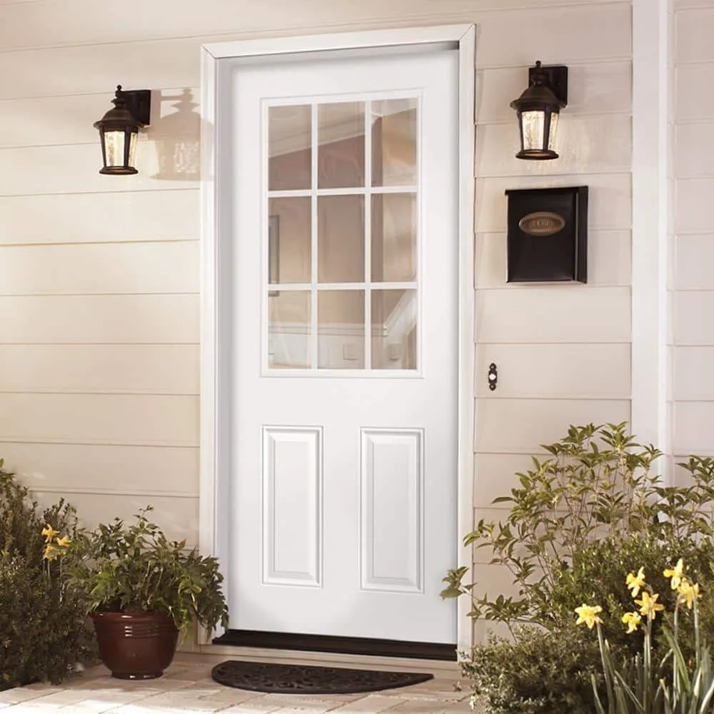 Masonite 32 x 80 in. Right-Hand Inswing 9 Lite Primed Fiberglass Prehung Front Door with No Brickmold, photo 2 of 5