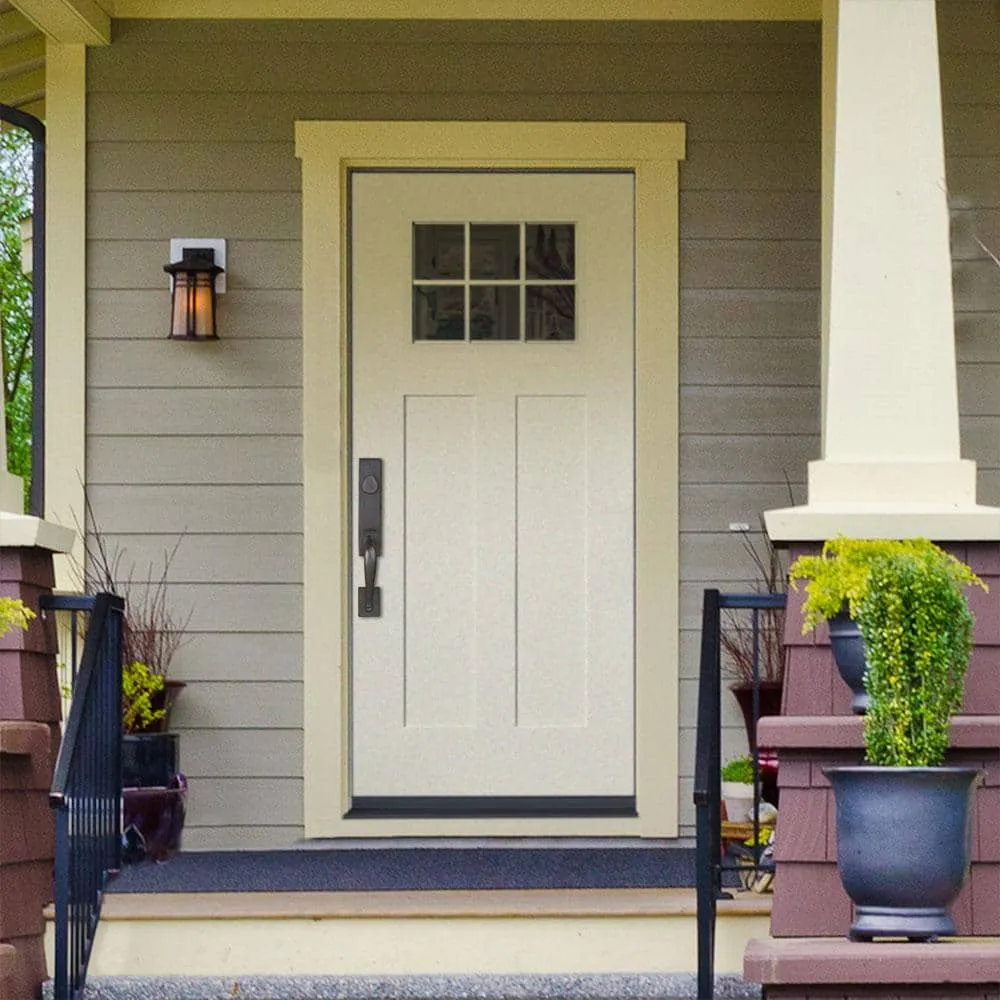 Masonite Craftsman 32 in. x 80 in. Right-Hand 1/4 Lite Clear Glass Primed White Smooth Fiberglass Prehung Front Door, photo 4 of 4