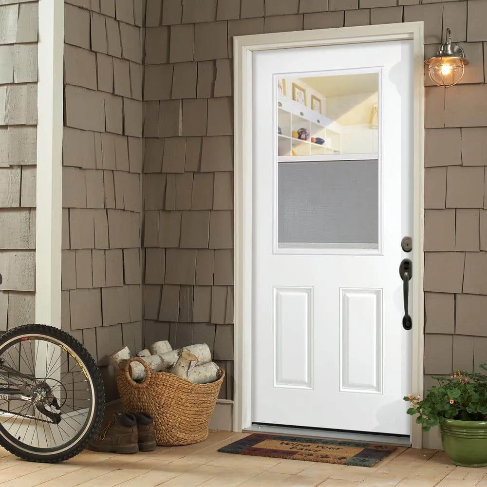 Masonite 32 x 80 in. Vent Lite Right-Hand Inswing Primed Smooth Fiberglass Prehung Front Exterior Door No Brickmold, photo 2 of 5
